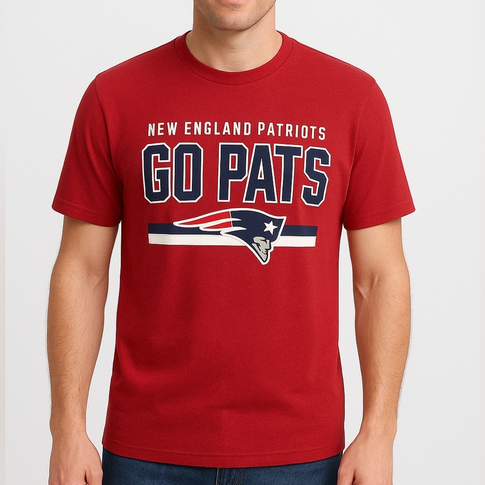 NFL Team Apparel New England Patriots Go Pats Graphic T-Shirt Red Size Large
